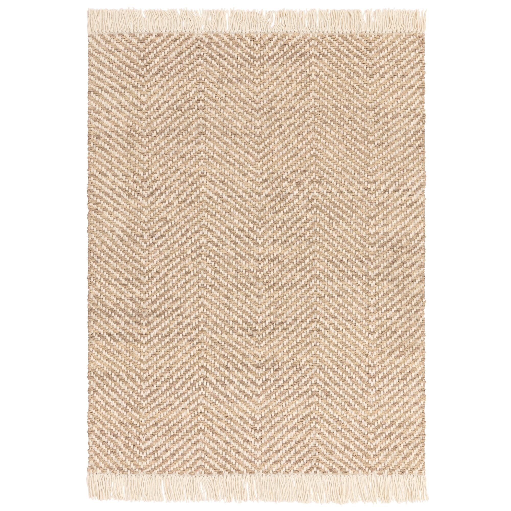 Vigo Sand reversible jute rug on a white background, full view