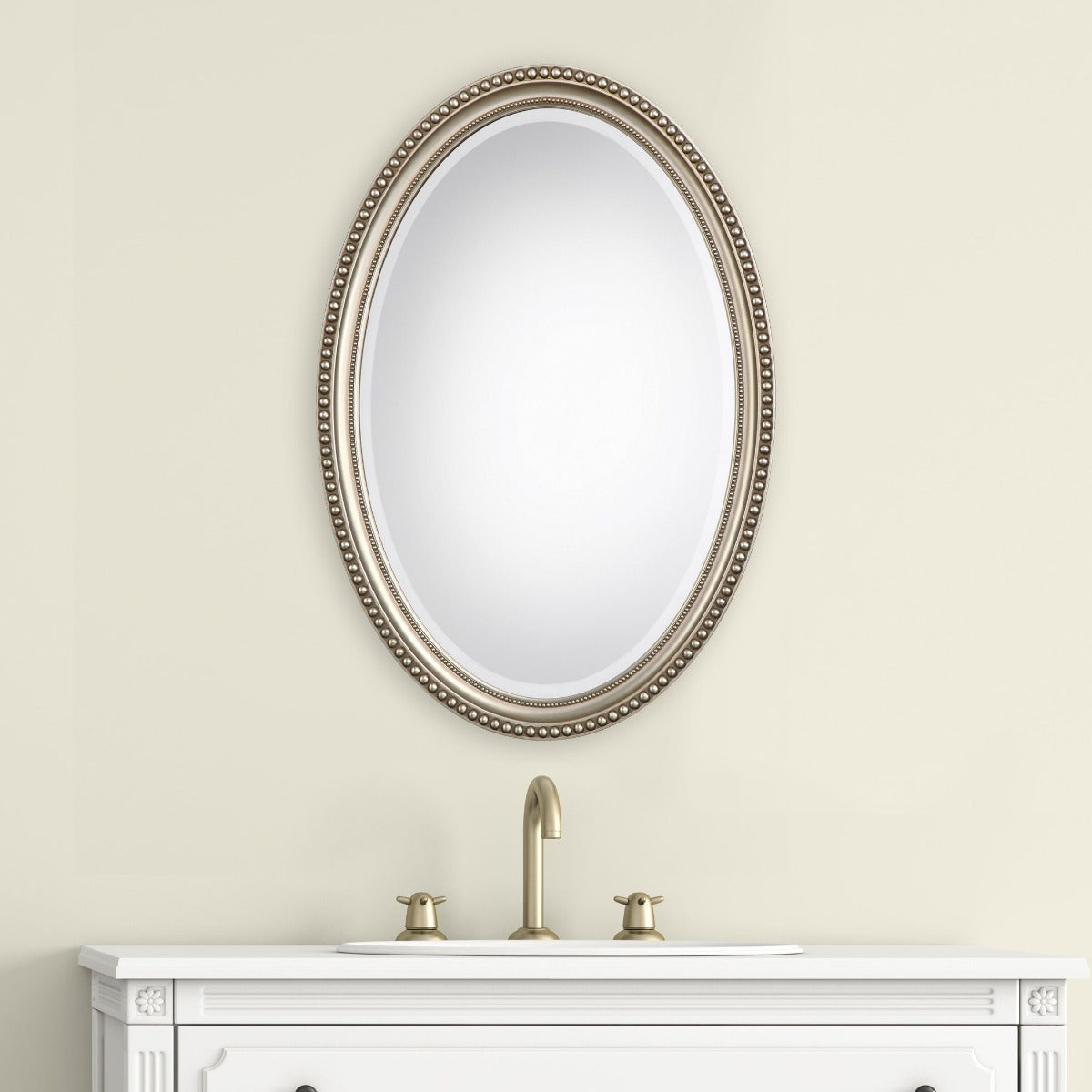Edith Oval Mirror – Antique Silver Finish