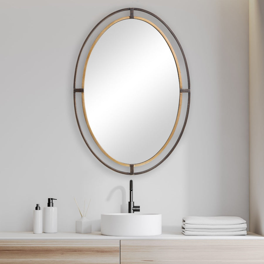 Contrast Oval Mirror – Bronze and Gold