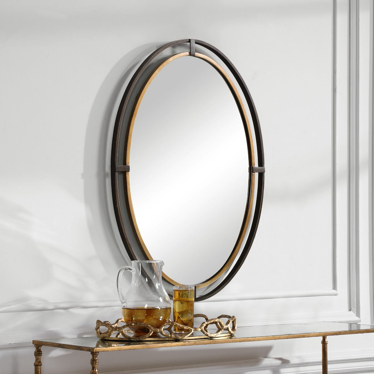 Contrast Oval Mirror – Bronze and Gold