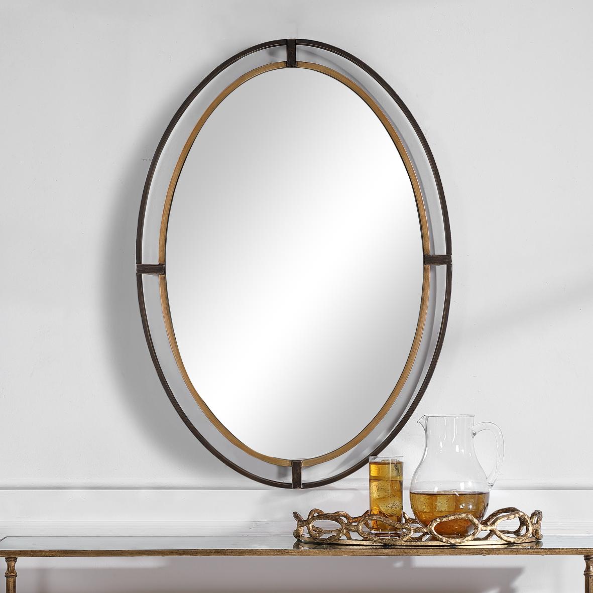 Contrast Oval Mirror – Bronze and Gold