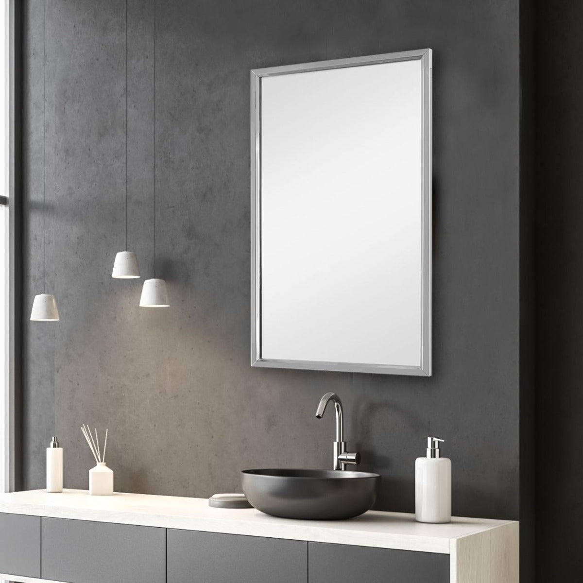 Simple Rectangular Mirror – Silver