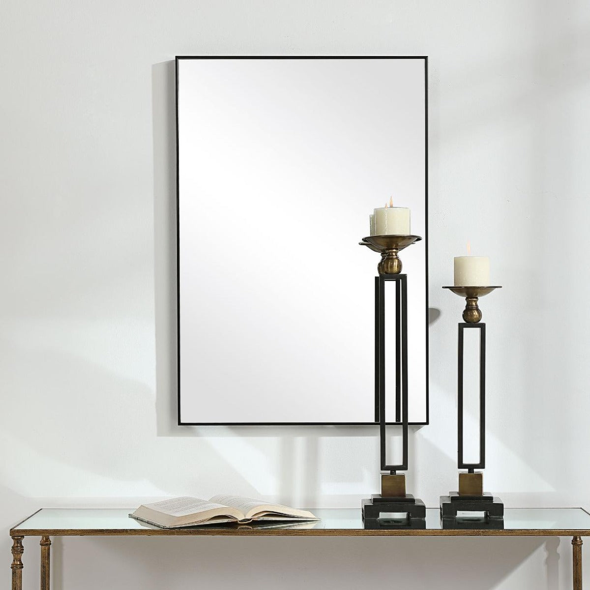 Simple Slim Frame Mirror – Black