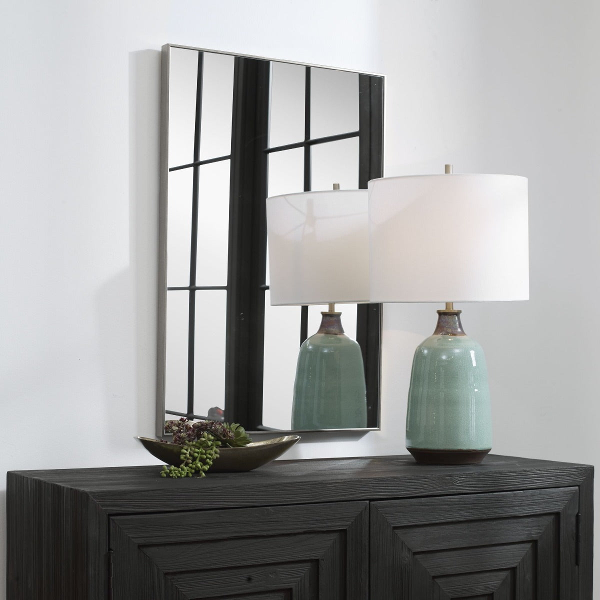 Simple Slim Frame Rectangular Mirror – Silver