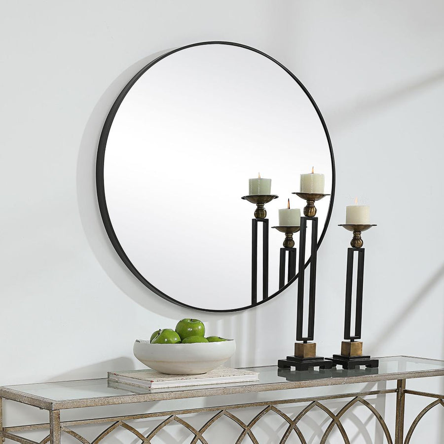 Evelyn Round Mirror – Black