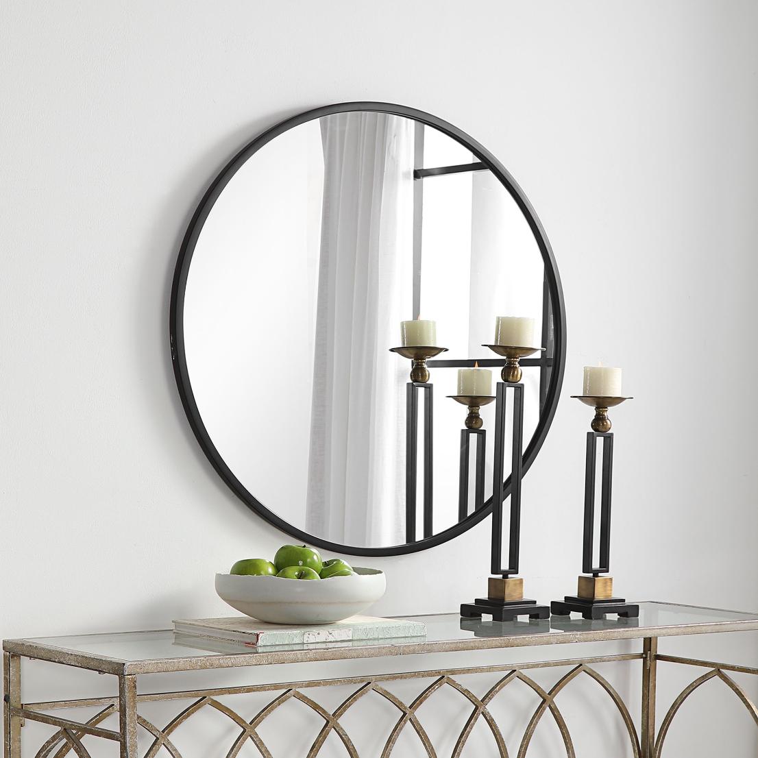 Eve Medium Round Mirror – Black