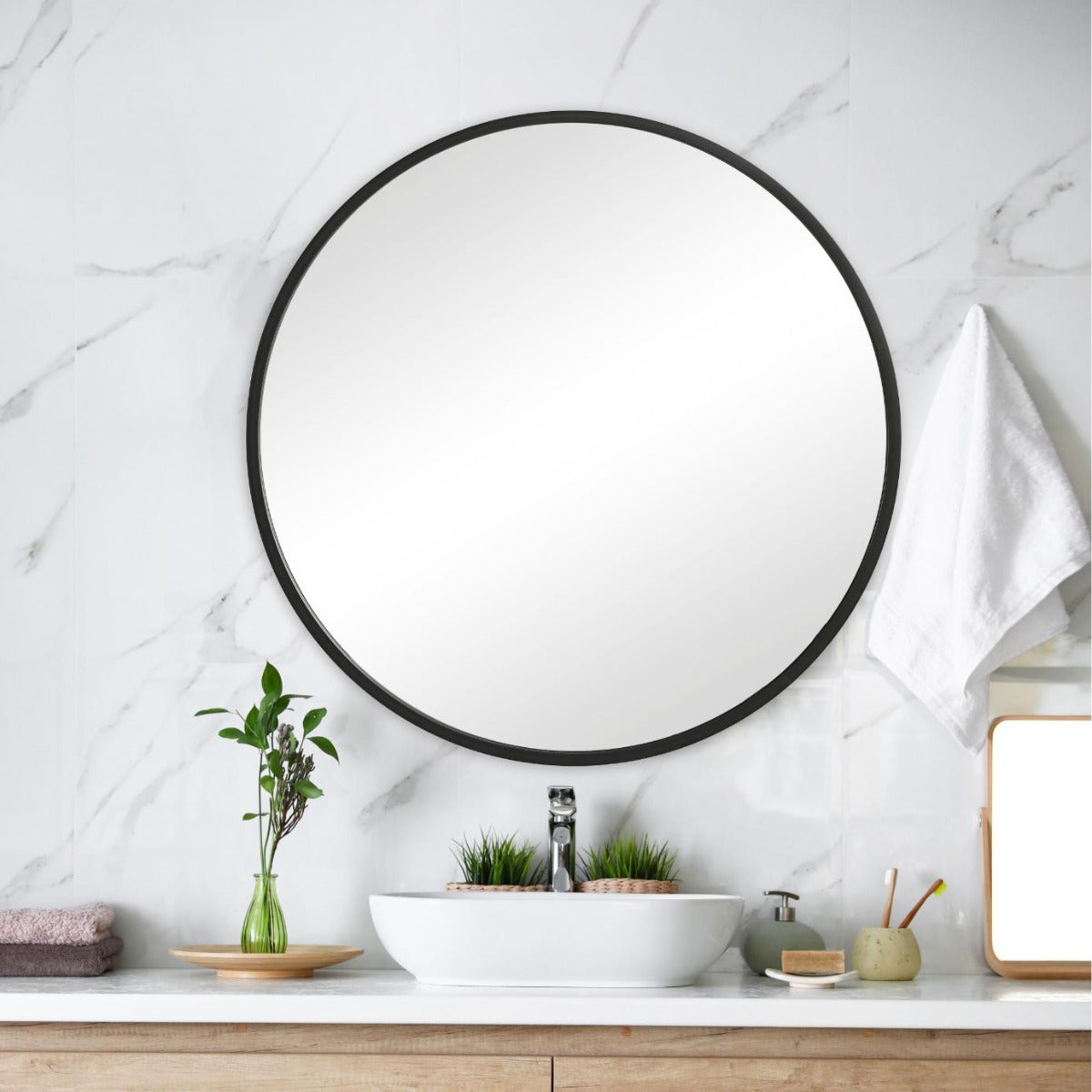 Eve Large Round Mirror – Black