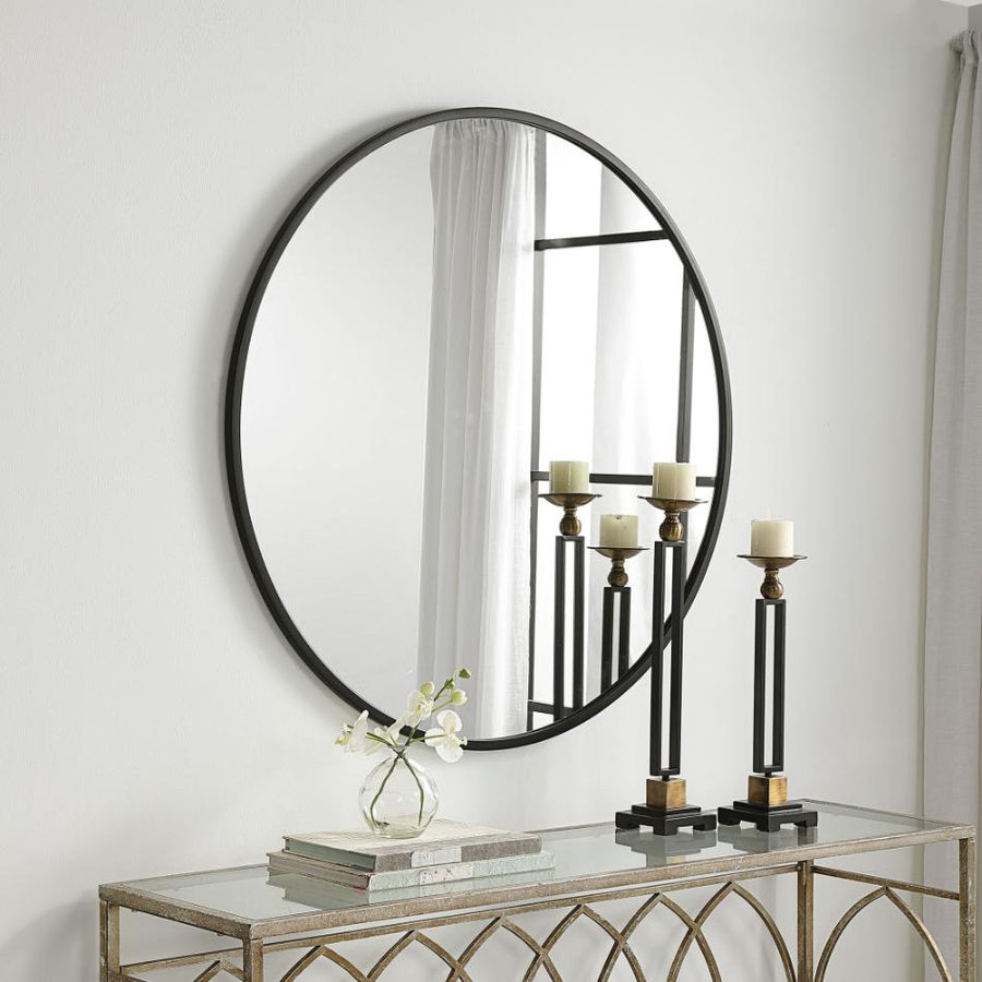 Eve Large Round Mirror – Black