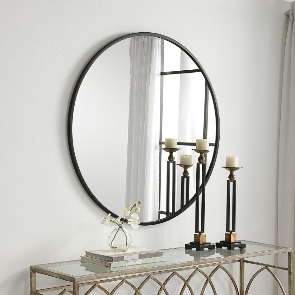Eve Large Round Mirror – Black