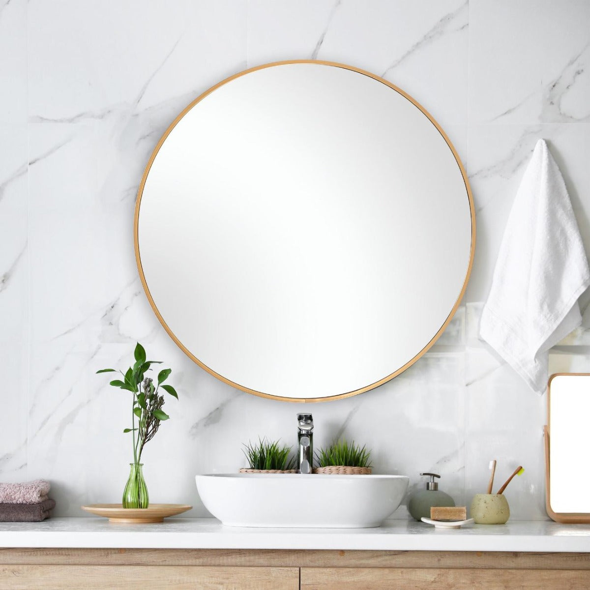 Evelyn Round Mirror – Gold