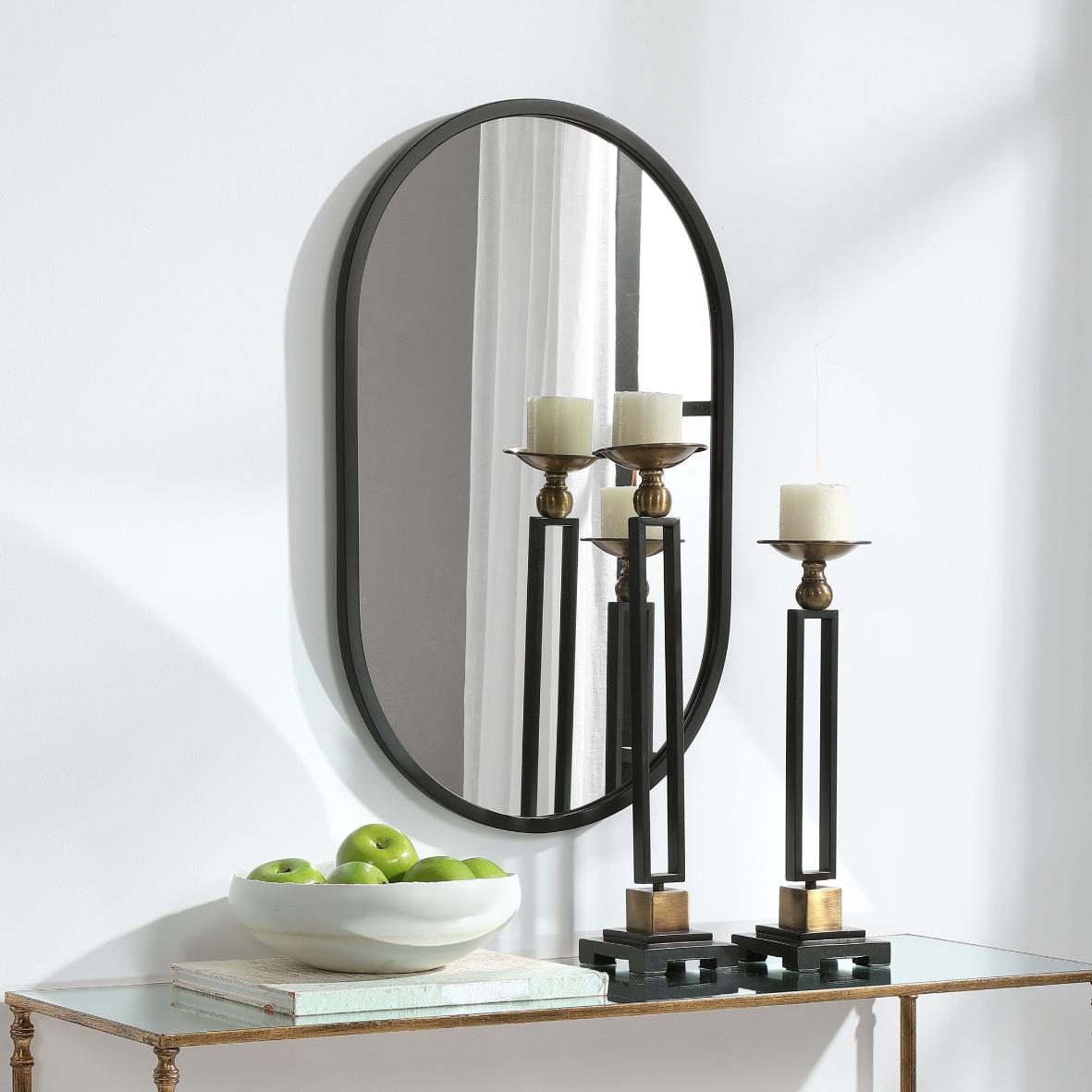 Abigail Oval Mirror – Matte Black