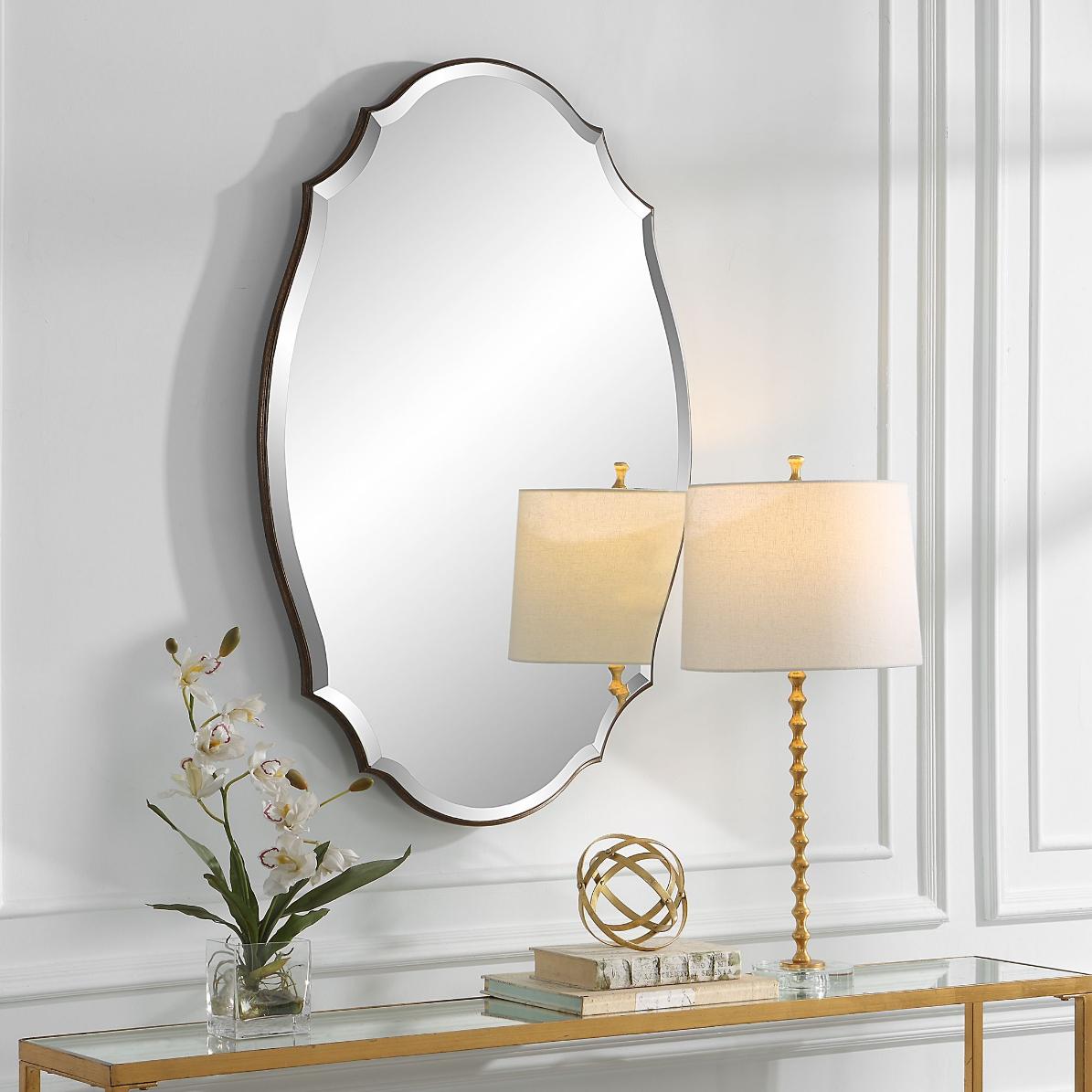 Aida Oval Mirror – Bronze and Gold