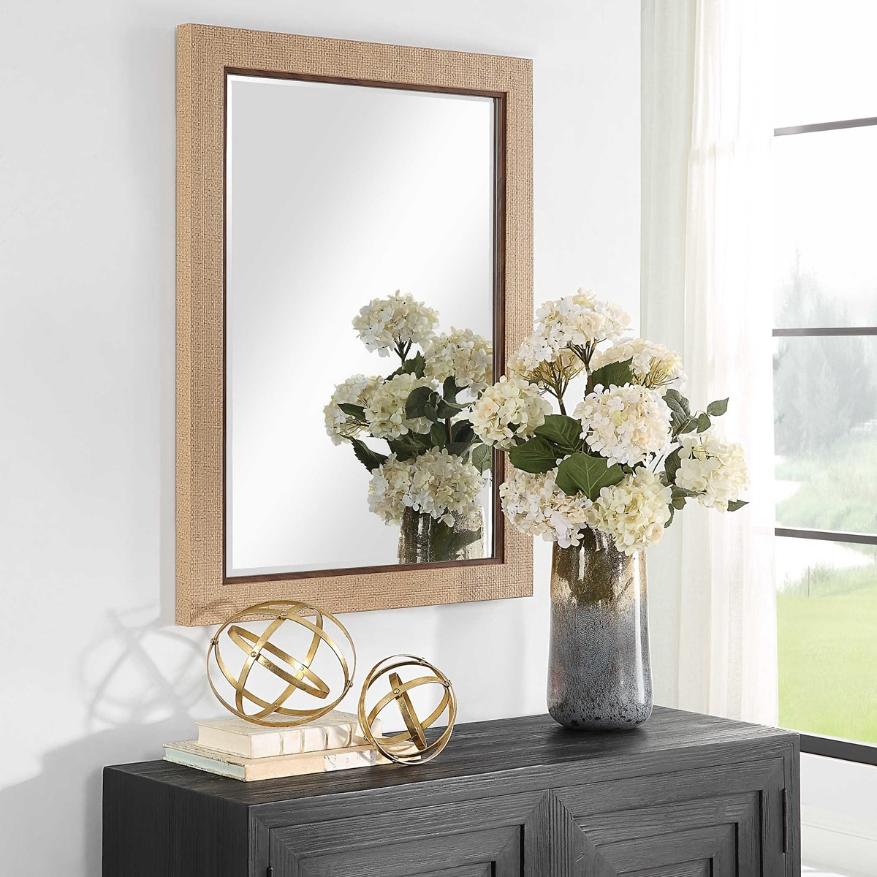 Natural Woven Rectangular Mirror