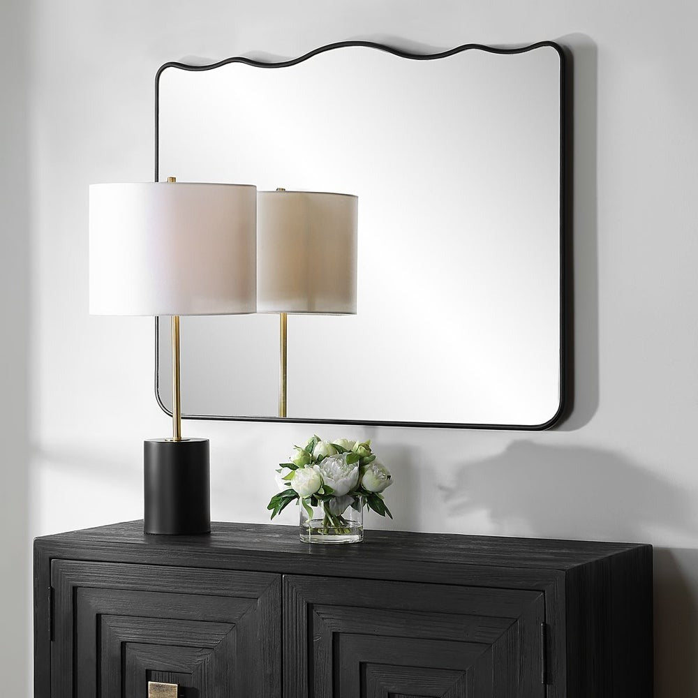 Grace Scalloped Mirror – Black