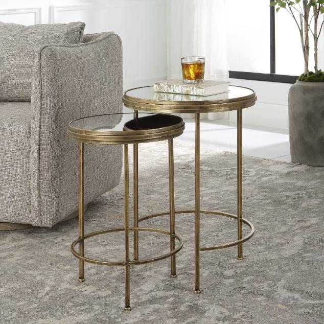 Occular Nesting Side Tables – Brushed Gold