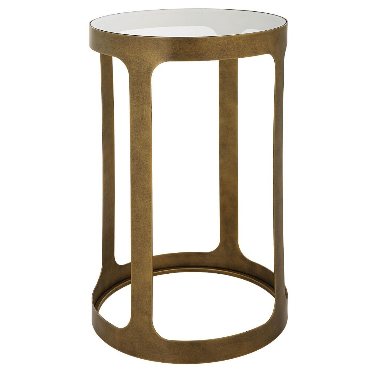 Retro Cutout Side Table – Brass & Glass