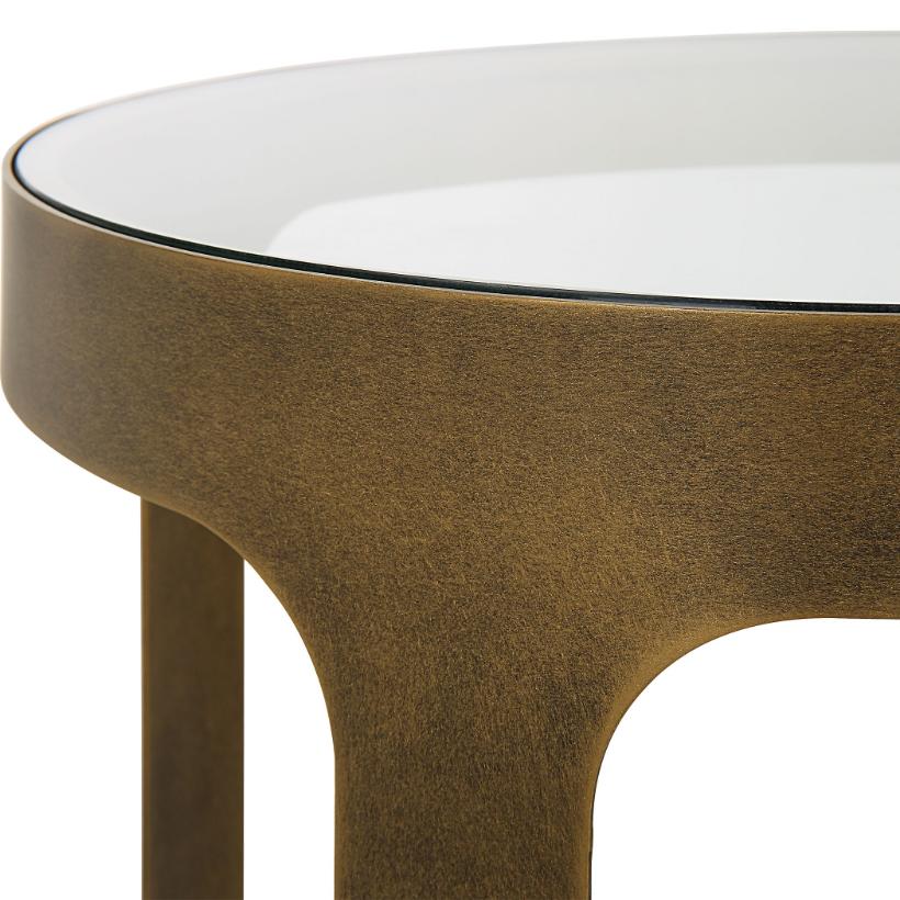 Retro Cutout Side Table – Brass & Glass