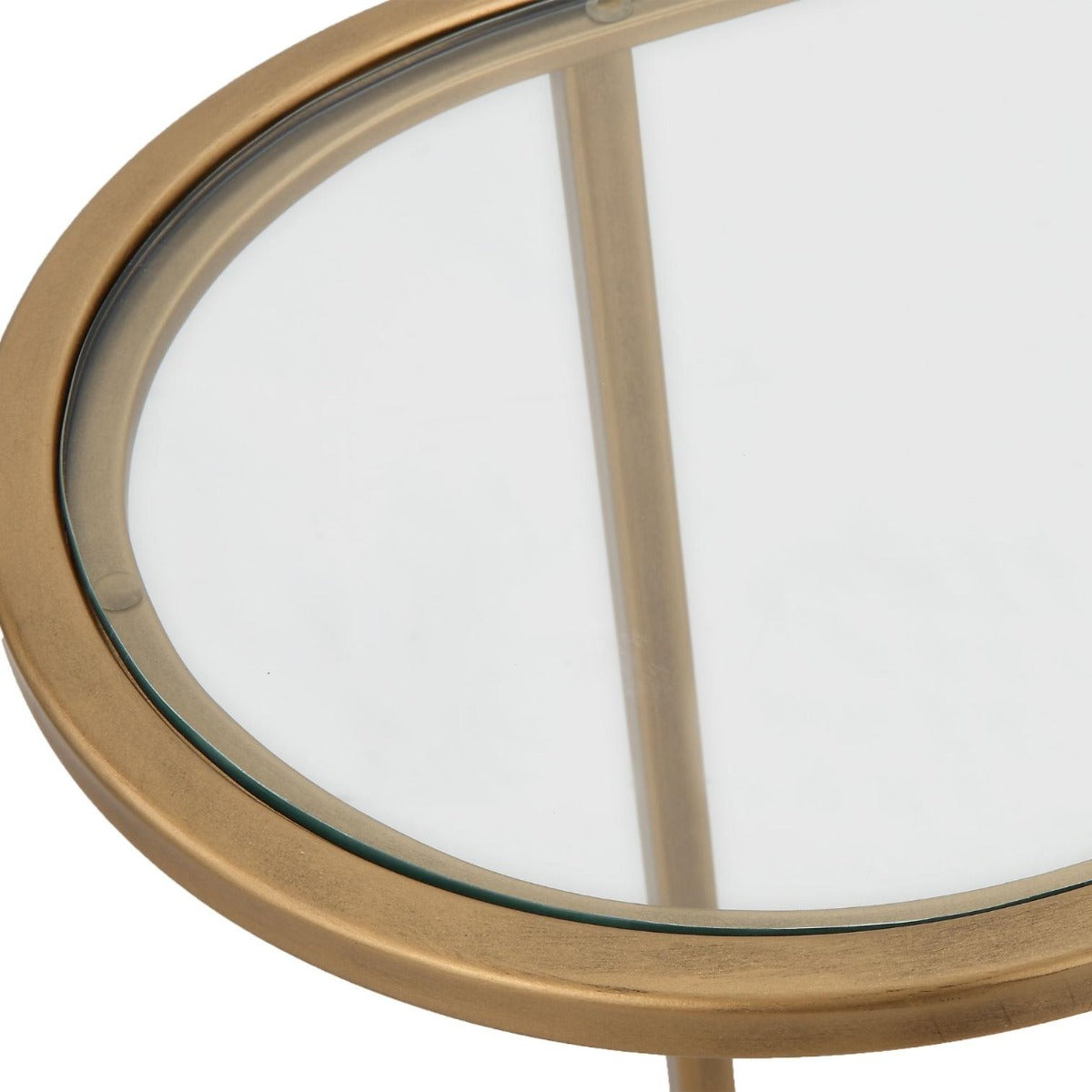 Slide Nesting Side Tables – Brass and Glass