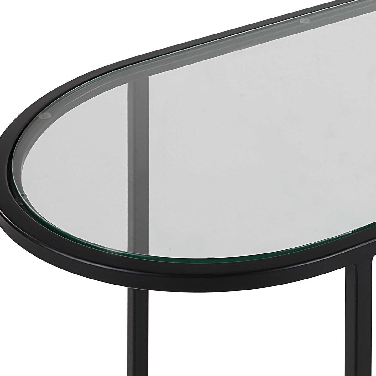 Slide Nesting Side Tables – Black and Glass