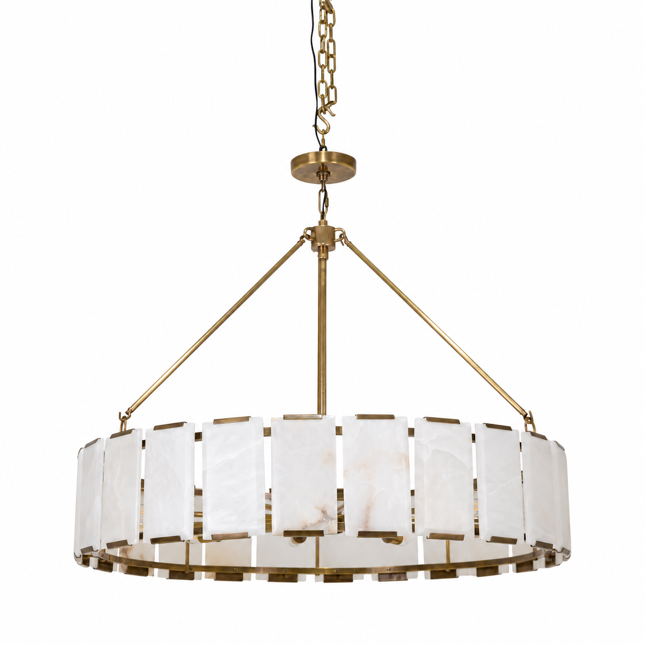 Winnie Alabaster Chandelier in brass and alabaster on a pure white background