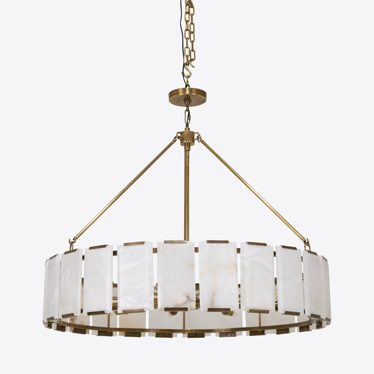 Winnie alabaster chandelier in solid brass